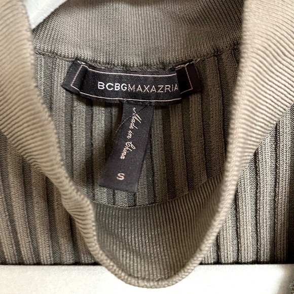 BCBGMaxazria Hana Mock-Neck Top Dark Olive - Picture 2 of 3